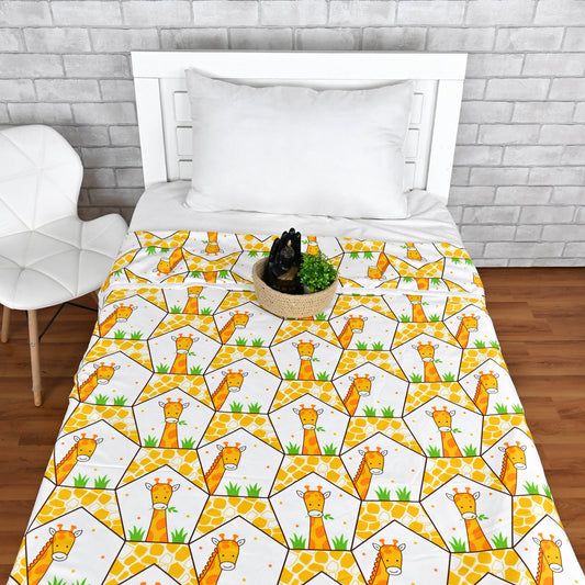 Abstract Yellow And White Microfiber Comfortable Single Bed AC Dohar