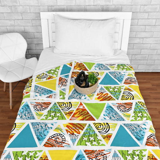 Geometric Multicolor Microfiber Comfortable Single Bed AC Dohar