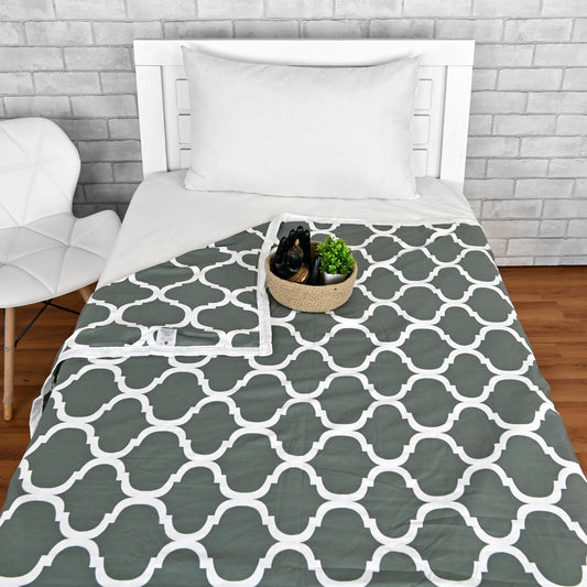 Abstract Slate Grey And White Microfiber Comfortable Single Bed AC Dohar