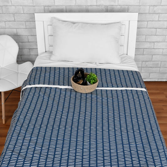 Abstract Blue Ashes And White Microfiber Comfortable Single Bed AC Dohar