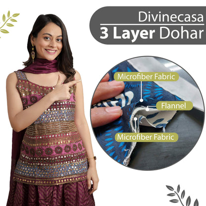 Grey Abstract Print Lotus Soft Touch Microfiber Single Bed Dohar