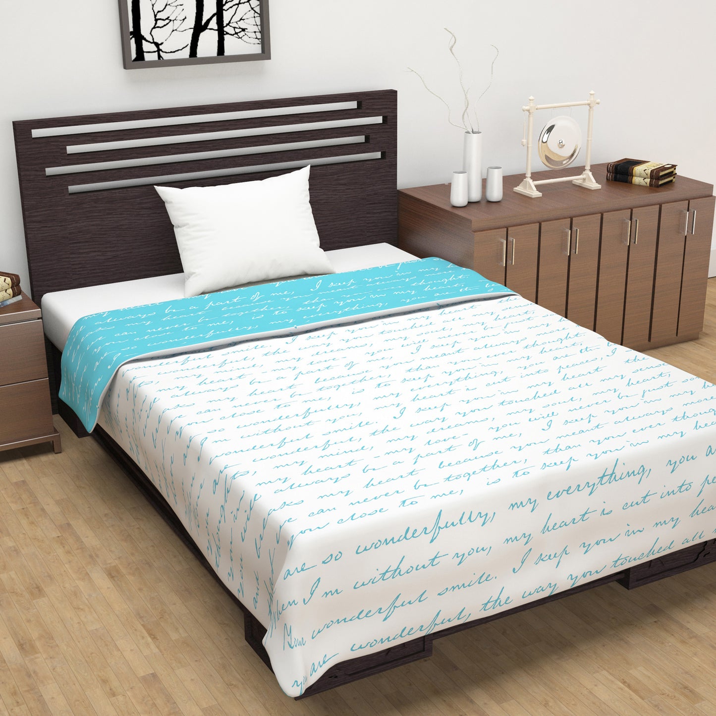 Abstract Print Light Blue Silky Touch Microfiber Single Bed Dohar