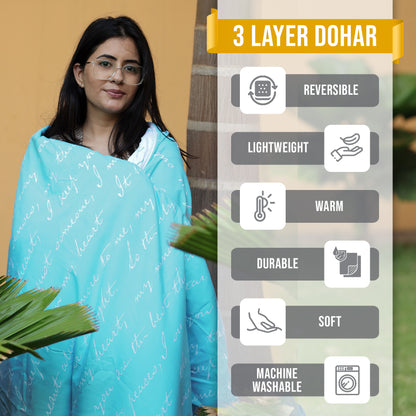 Abstract Print Light Blue Silky Touch Microfiber Single Bed Dohar