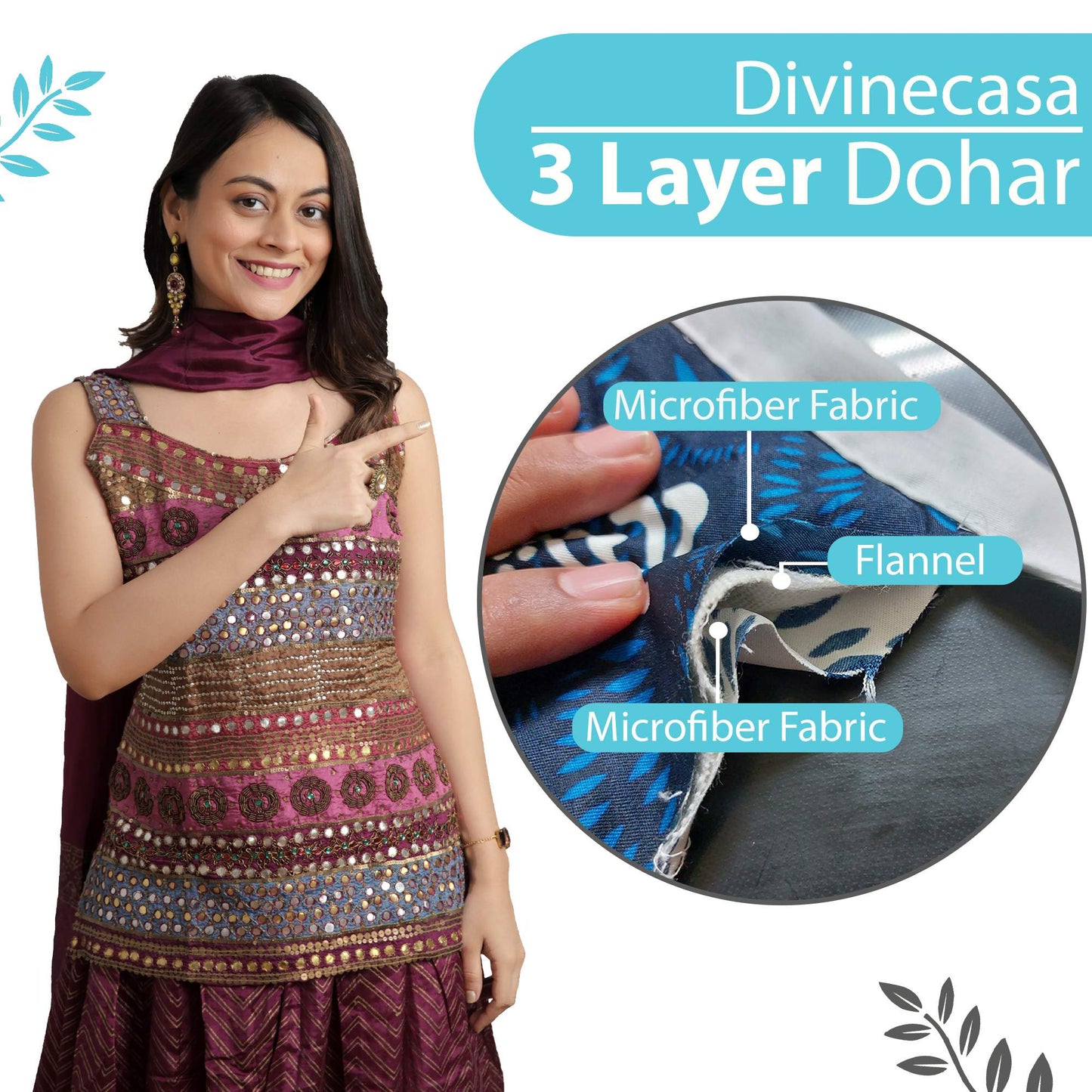 Abstract Print Light Blue Silky Touch Microfiber Single Bed Dohar