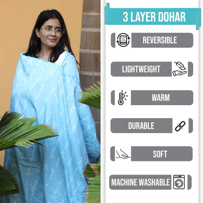 Abstract Print Light Blue Silky Touch Microfiber Single Bed Dohar