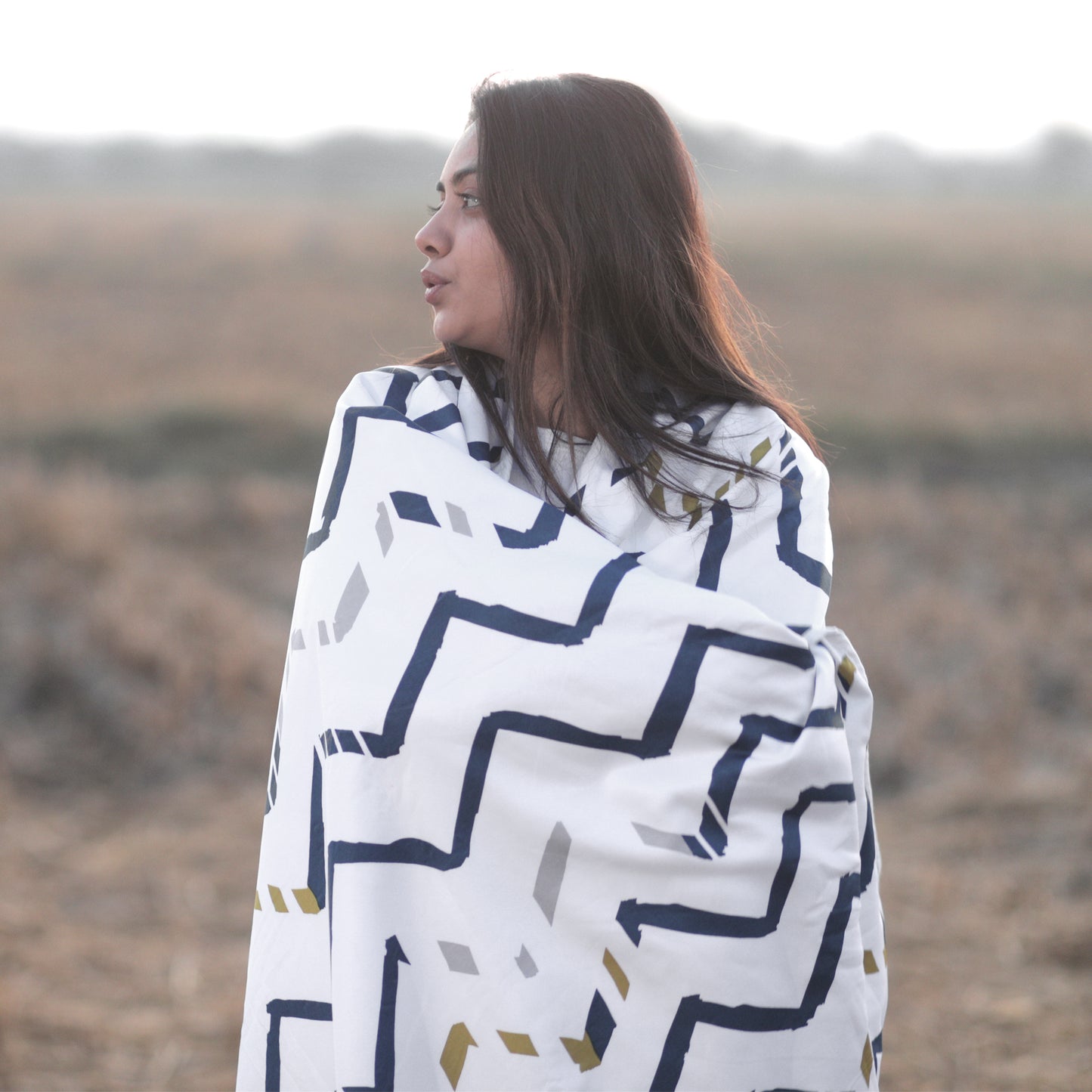 Grey Abstract Print Lotus Soft Touch Microfiber Single Bed Dohar