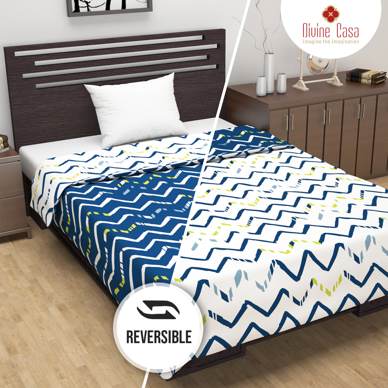 Dark Blue Abstract Print Soft Touch Microfiber Single Bed Dohar