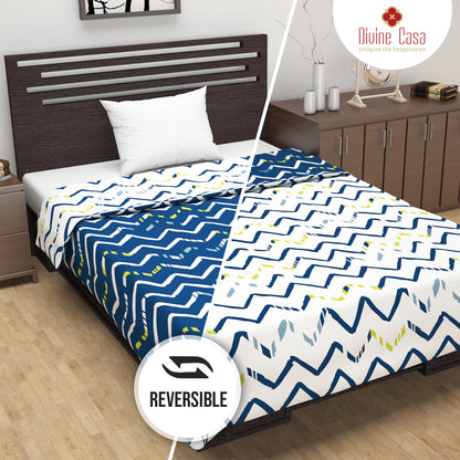 Dark Blue Abstract Print Soft Touch Microfiber Single Bed Dohar