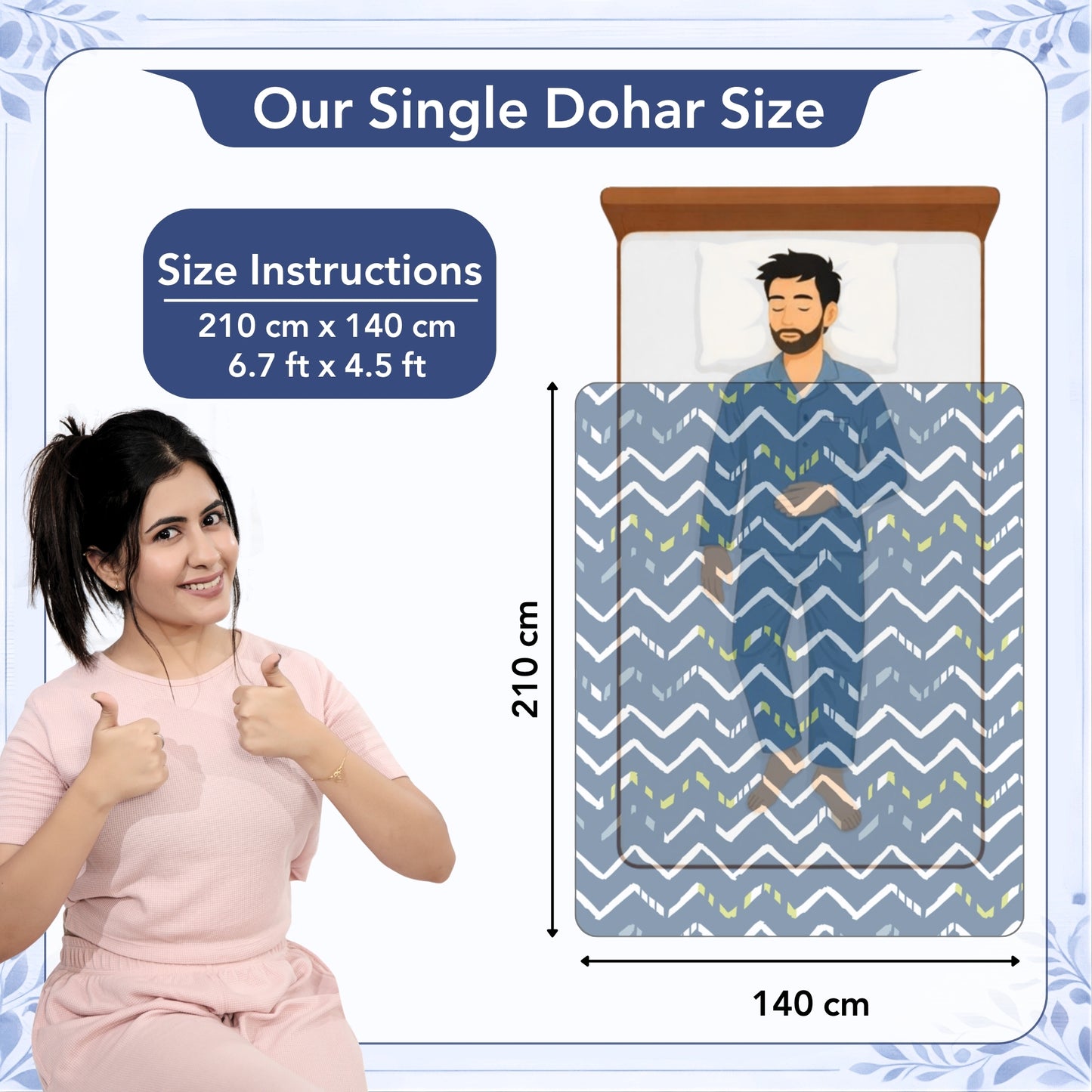 Dark Blue Abstract Print Soft Touch Microfiber Single Bed Dohar