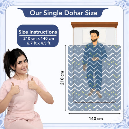 Dark Blue Abstract Print Soft Touch Microfiber Single Bed Dohar