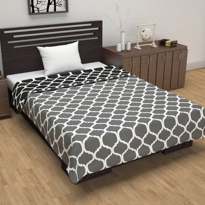 Black Abstract Print Super Soft Brushed Microfiber Single Bed AC Dohar
