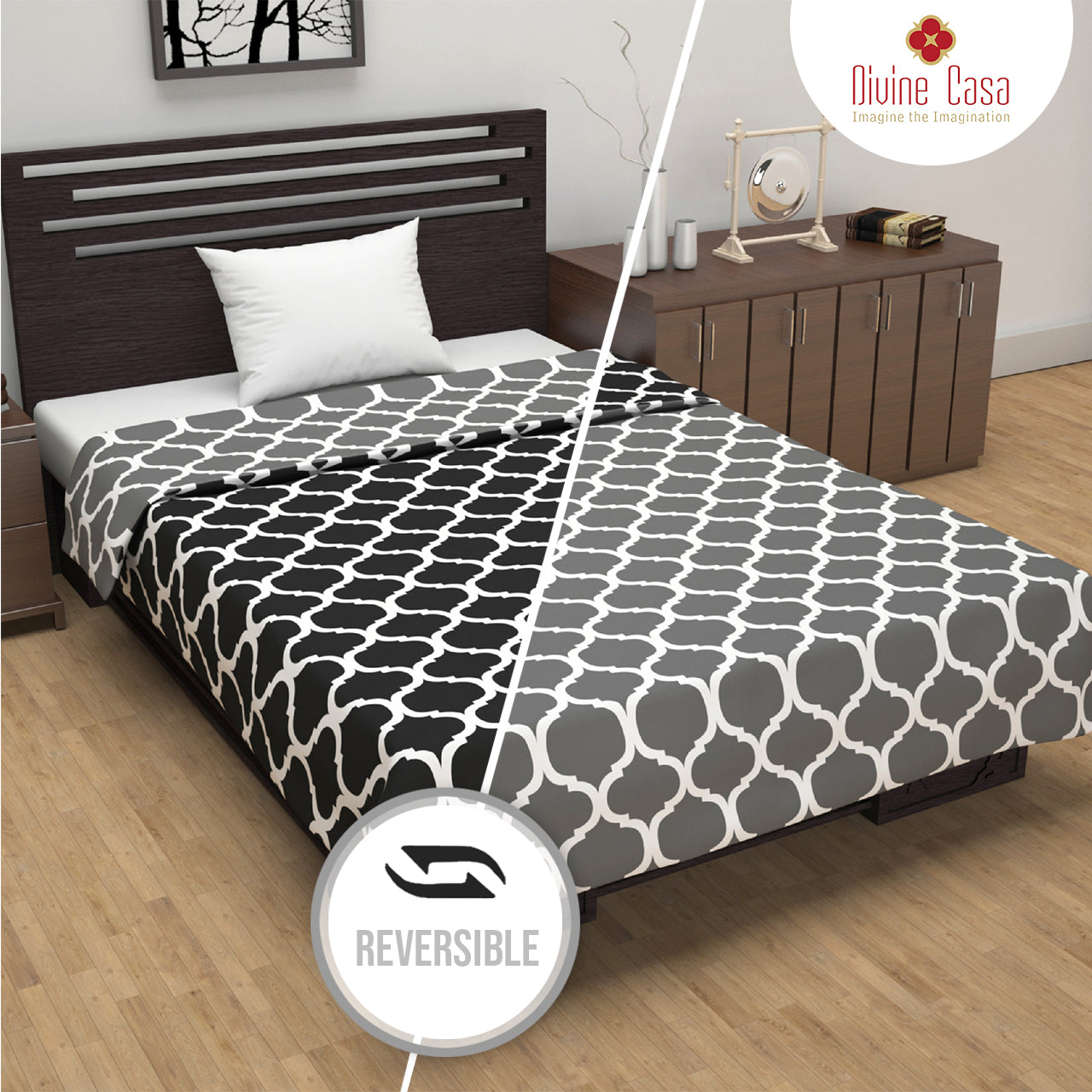 Black Abstract Print Super Soft Brushed Microfiber Single Bed AC Dohar