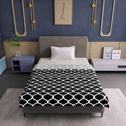 Black Abstract Print Super Soft Brushed Microfiber Single Bed AC Dohar