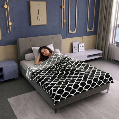 Black Abstract Print Super Soft Brushed Microfiber Single Bed AC Dohar