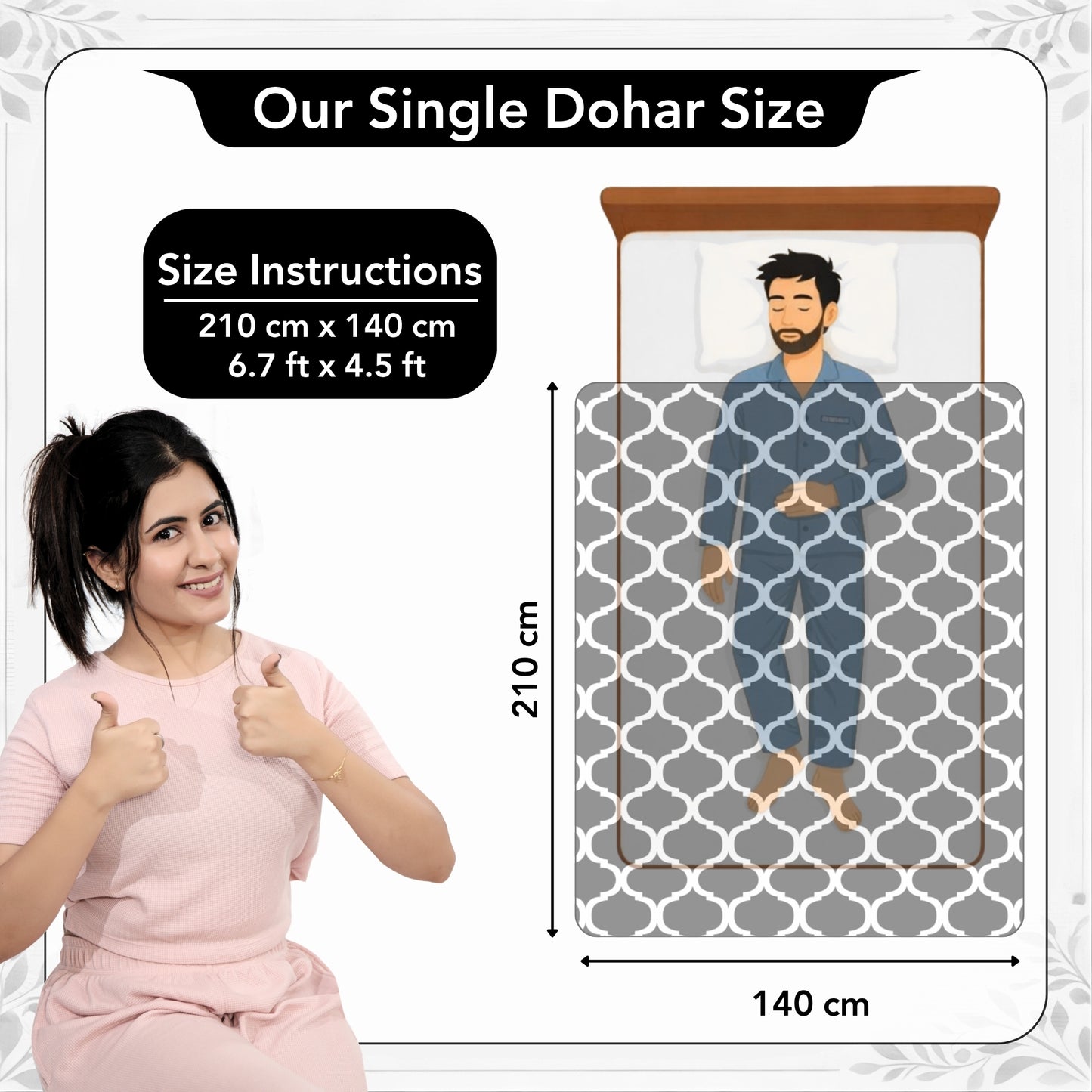 Black Abstract Print Super Soft Brushed Microfiber Single Bed AC Dohar