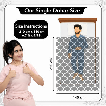 Black Abstract Print Super Soft Brushed Microfiber Single Bed AC Dohar