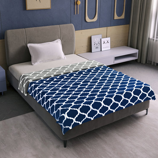 Dark Blue Abstract Print Super Soft Brushed Microfiber Single Bed AC Dohar