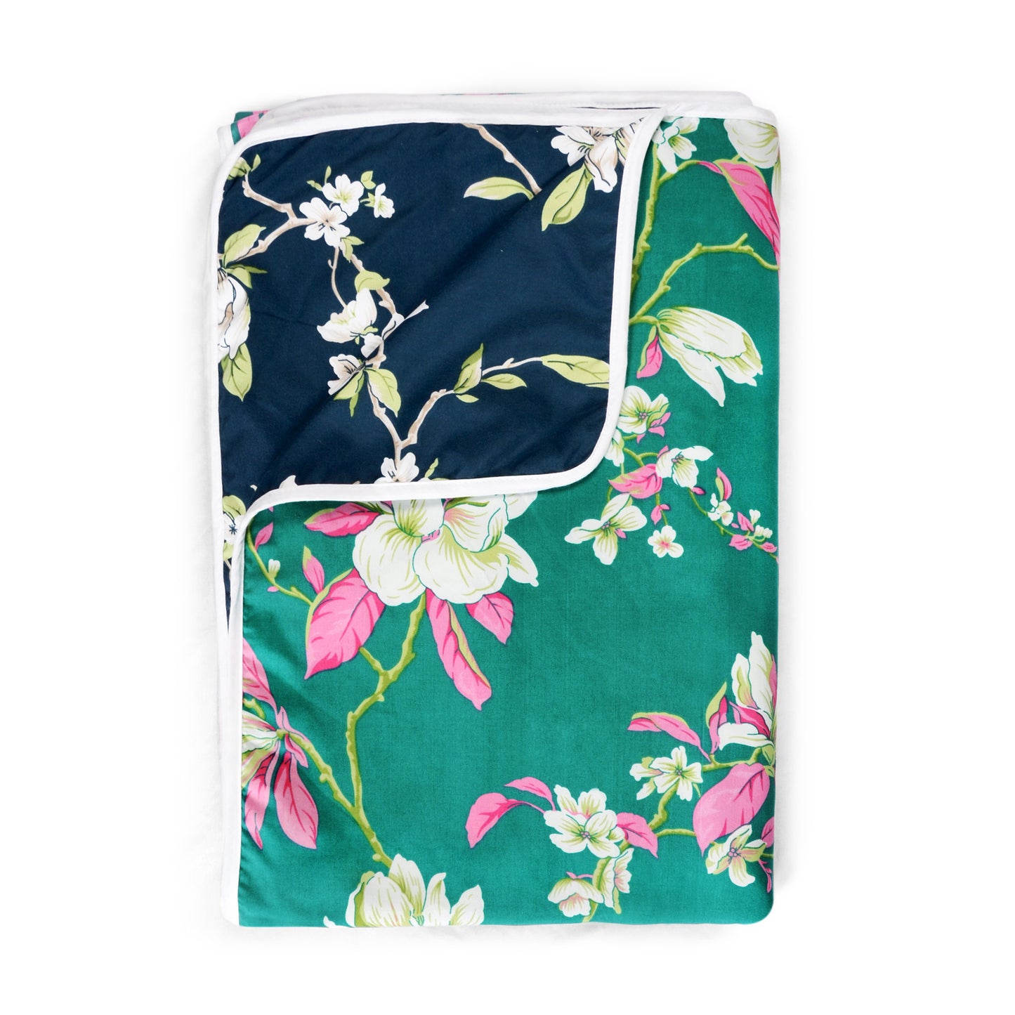 Floral Dark Blue Elegant Look and Feel Microfiber Dohar For Single Bed