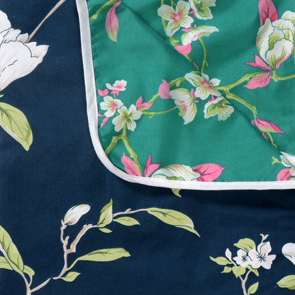 Green & Navy Blue Floral Kids Single Bed Dohar – 120 GSM Microfiber