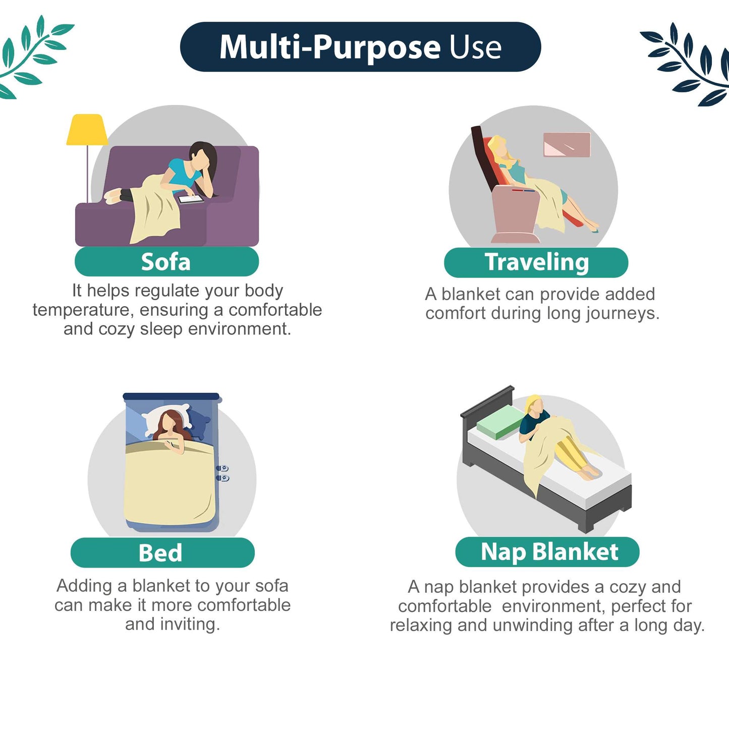 Floral Dark Blue Elegant Look and Feel Microfiber Dohar For Double Bed