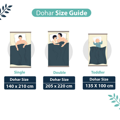 Green & Navy Blue Floral Kids Single Bed Dohar – 120 GSM Microfiber