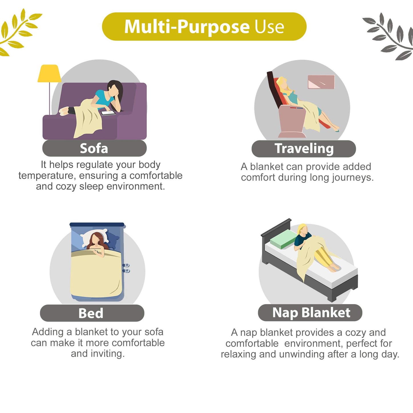 Yellow Abstract Print Cosy and Cool Microfiber Reversible Double Bed Dohar