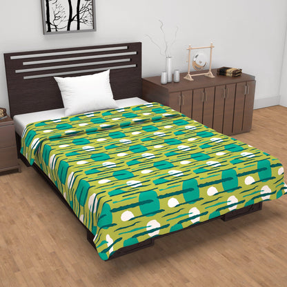 Olive & Teal Abstract Single Bed Dohar – 120 GSM Microfiber