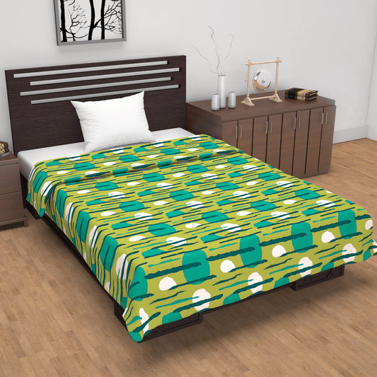 Olive & Teal Abstract Single Bed Dohar – 120 GSM Microfiber