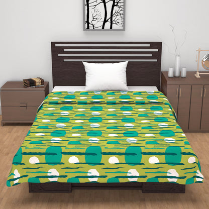 Olive & Teal Abstract Single Bed Dohar – 120 GSM Microfiber