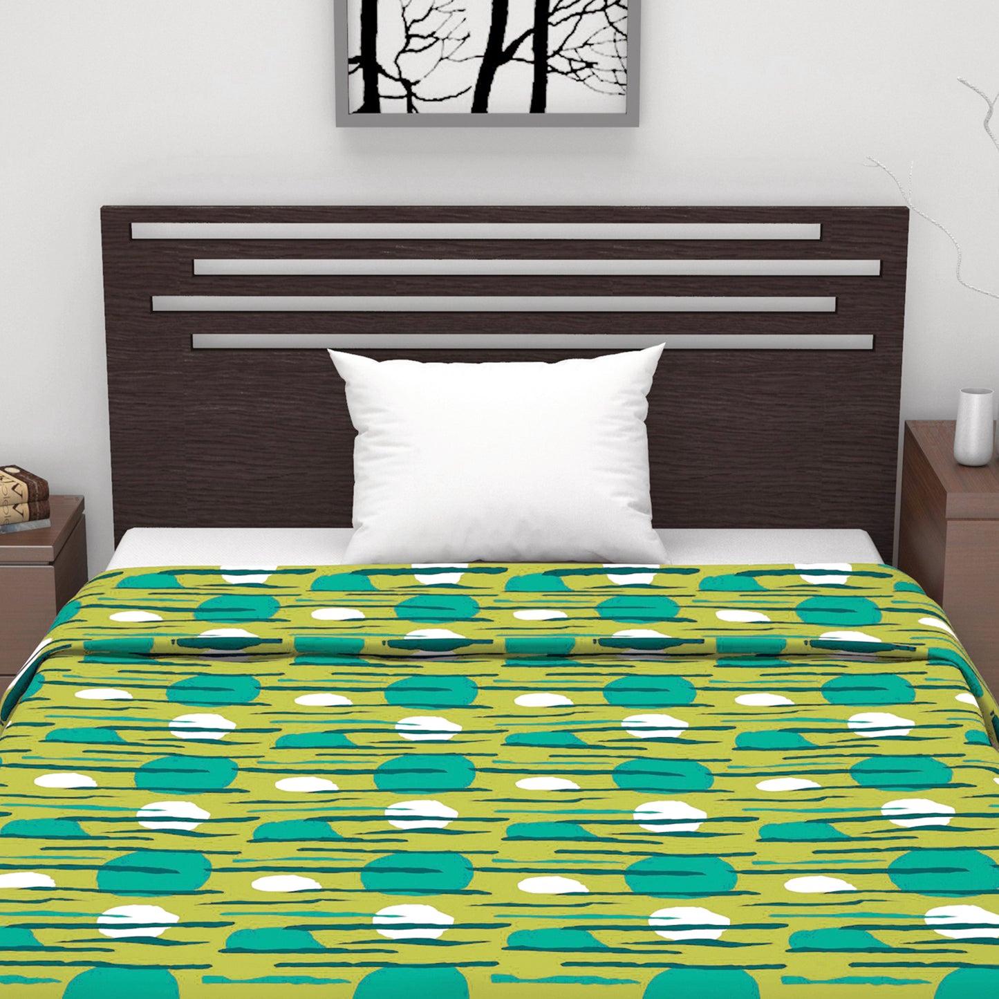 Olive & Teal Abstract Single Bed Dohar – 120 GSM Microfiber