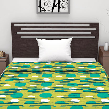 Olive & Teal Abstract Single Bed Dohar – 120 GSM Microfiber