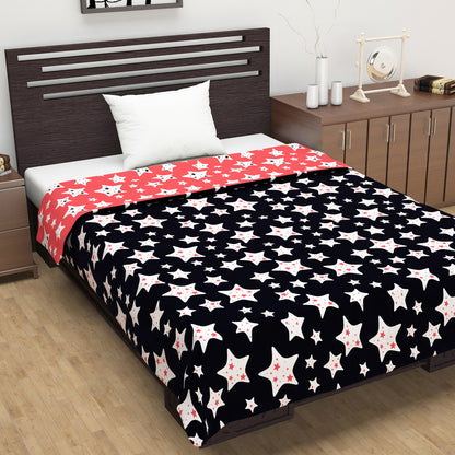 Red & Black Geometric Single Bed Dohar - 120 GSM Microfiber