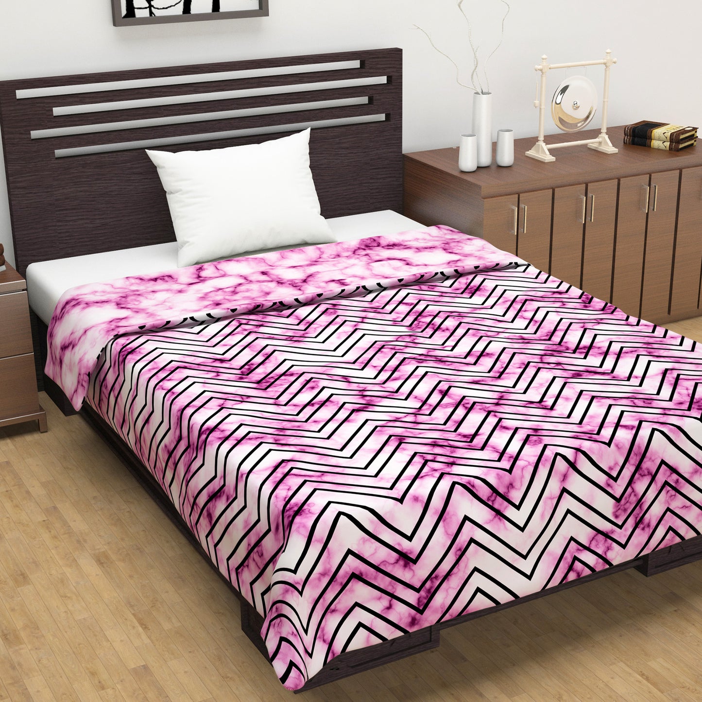 Floral Pink Modern Comfy and Warm Microfiber Single Bed Dohar