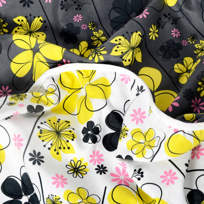 Black and Yellow 120 GSM Microfiber Floral Pattern Single Bed AC Blanket Dohar for All Season