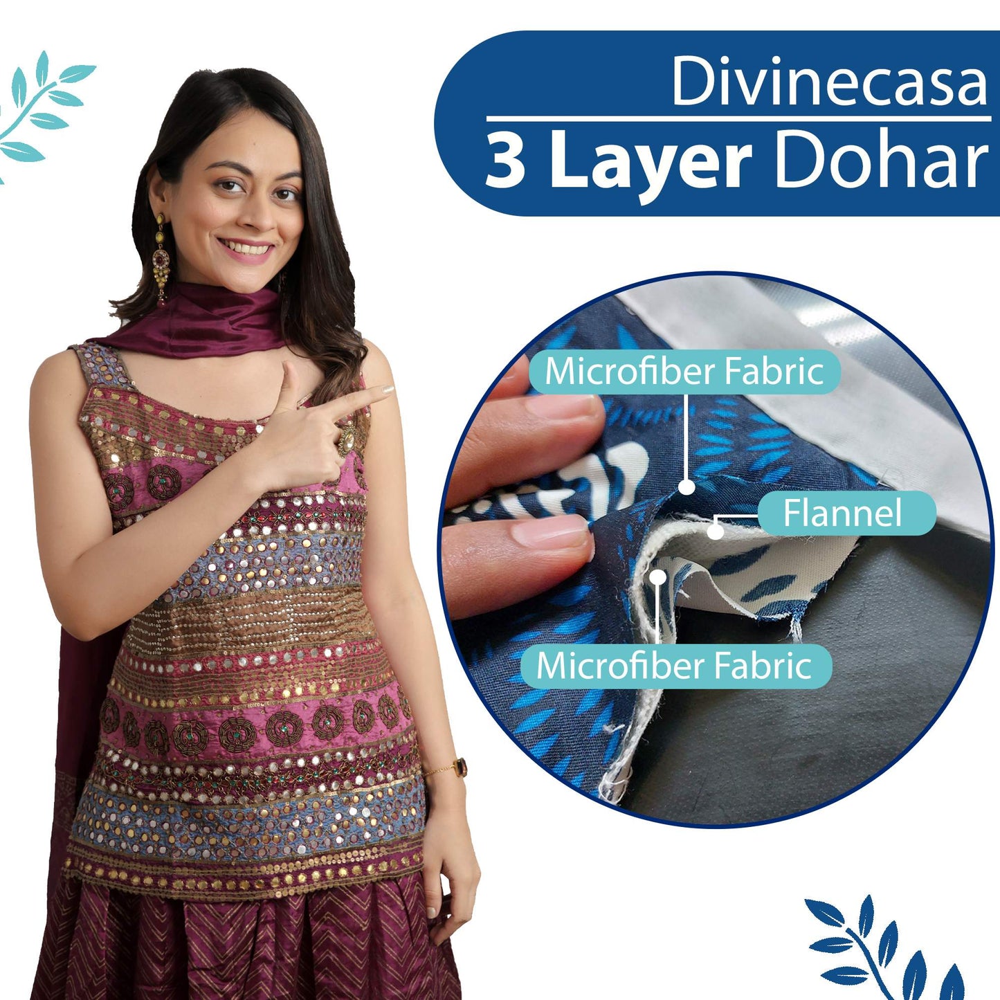 Blue Abstract Print Skin Friendly Microfiber Double Bed Dohar