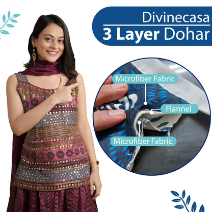 Blue Abstract Print Skin Friendly Microfiber Double Bed Dohar