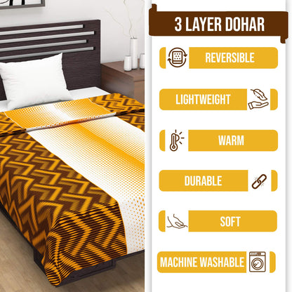 Mustard Abstract Print Skin Friendly Microfiber Single Bed Dohar