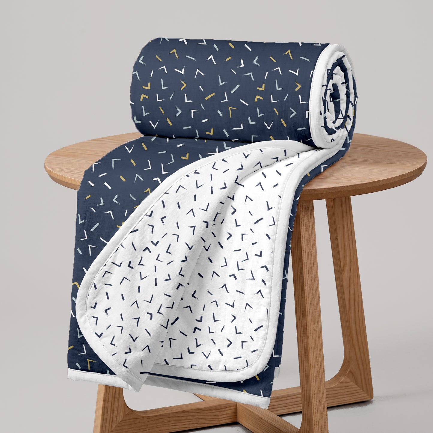 Abstract Print Dark Blue Elegant Look and Feel Microfiber Dohar For Single Bed