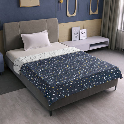 Abstract Print Dark Blue Elegant Look and Feel Microfiber Dohar For Single Bed