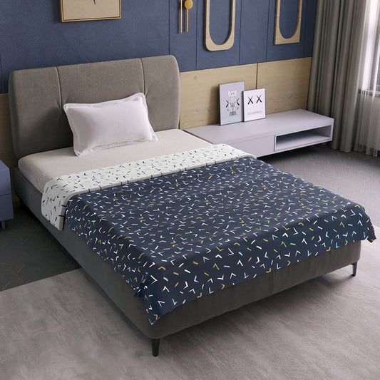 Abstract Print Dark Blue Elegant Look and Feel Microfiber Dohar For Single Bed