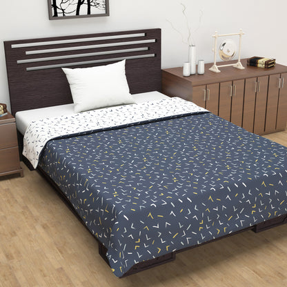 Abstract Print Dark Blue Elegant Look and Feel Microfiber Dohar For Single Bed