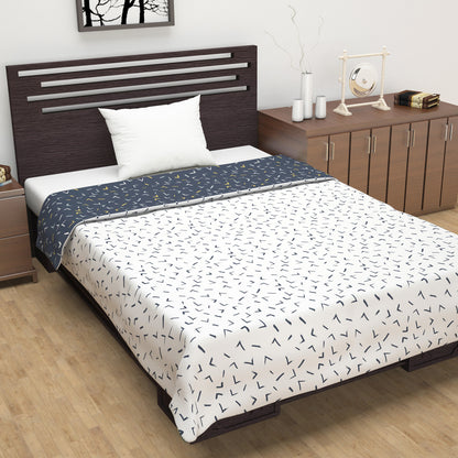 Abstract Print Dark Blue Elegant Look and Feel Microfiber Dohar For Single Bed