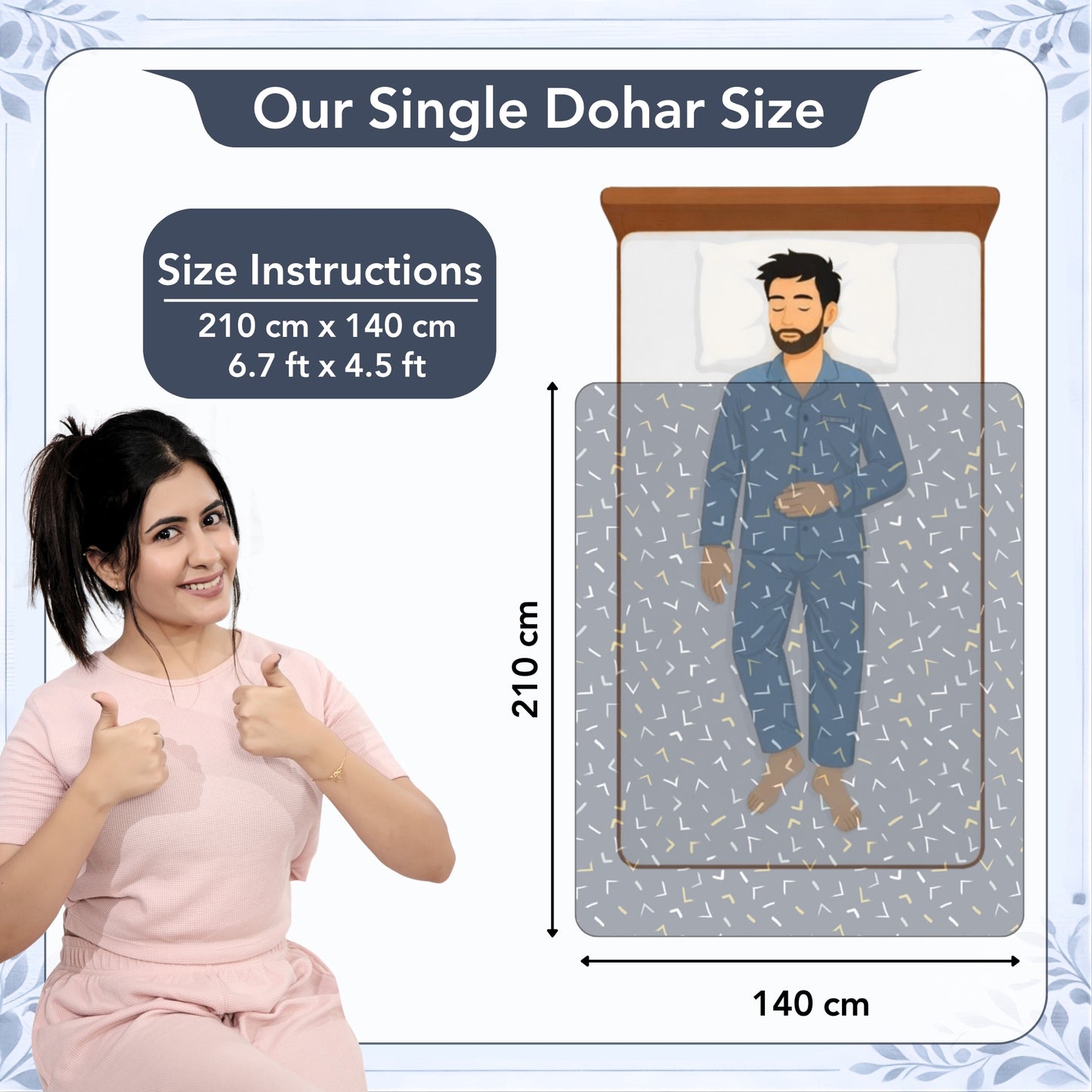 Abstract Print Dark Blue Elegant Look and Feel Microfiber Dohar For Single Bed