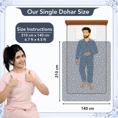 Abstract Print Dark Blue Elegant Look and Feel Microfiber Dohar For Single Bed