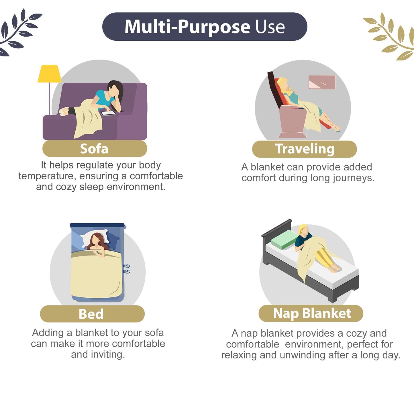 Abstract Print Dark Blue Elegant Look and Feel Microfiber Dohar For Single Bed