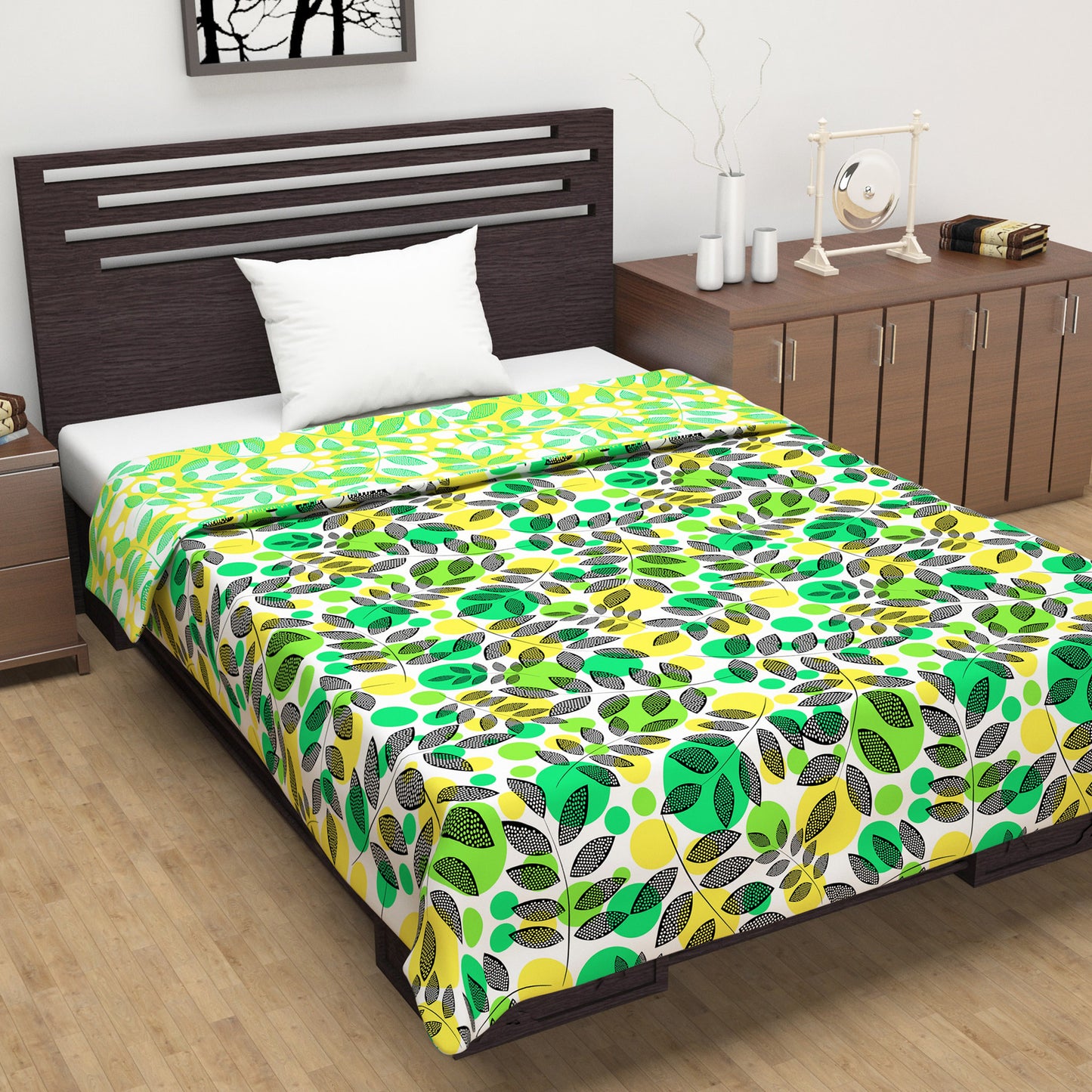 Floral Green Microfiber Super Comfortable Single Bed AC Dohar