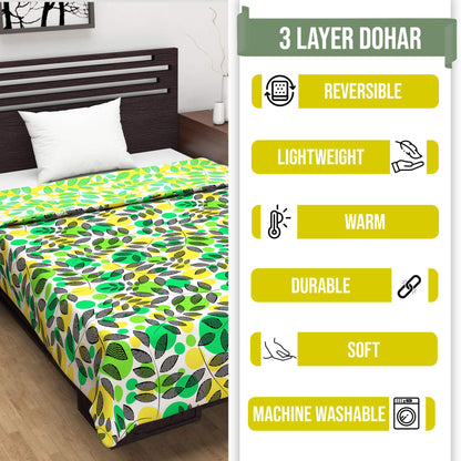 Floral Green Microfiber Super Comfortable Double Bed AC Dohar