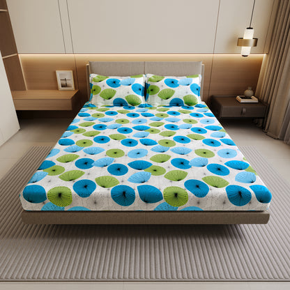 Dandelions Print Blue Cotton Bedsheet For Double Bed