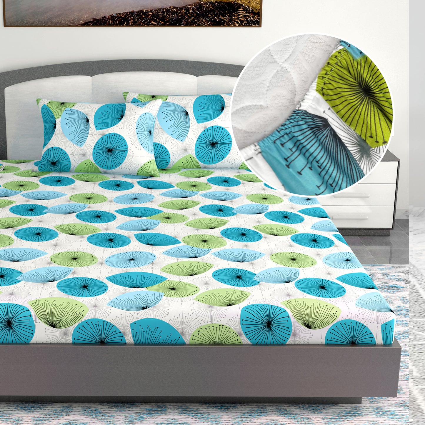 Dandelions Elastic Fitted King Bed Bedsheet