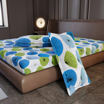 Dandelions Print Blue Cotton Bedsheet For King Size Bed